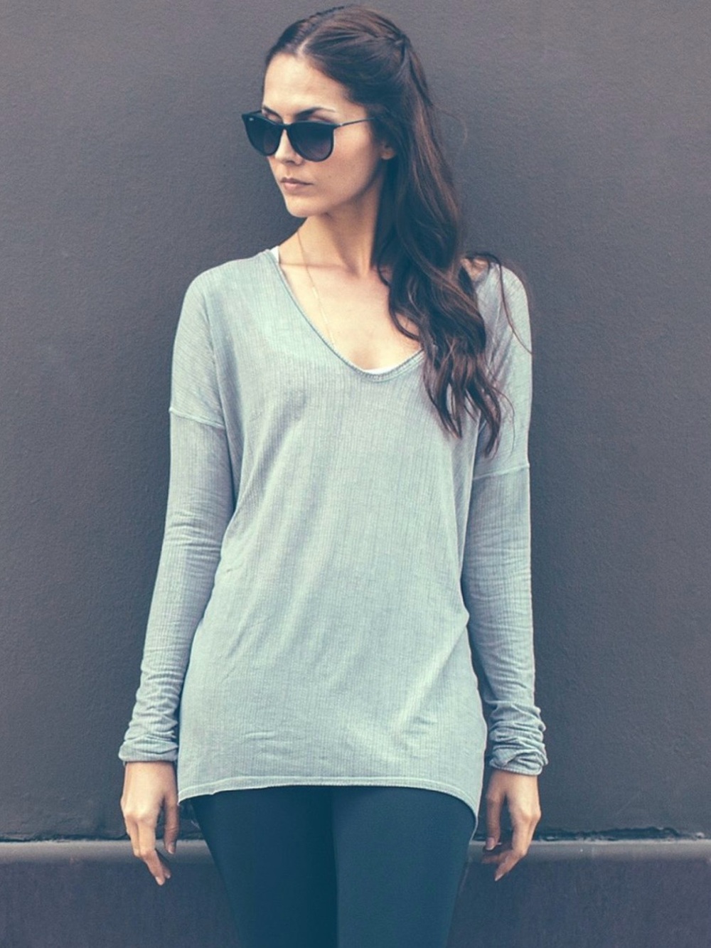Lululemon Flip Your Dog Long Sleeve Heathered Burnout Gray Shirt